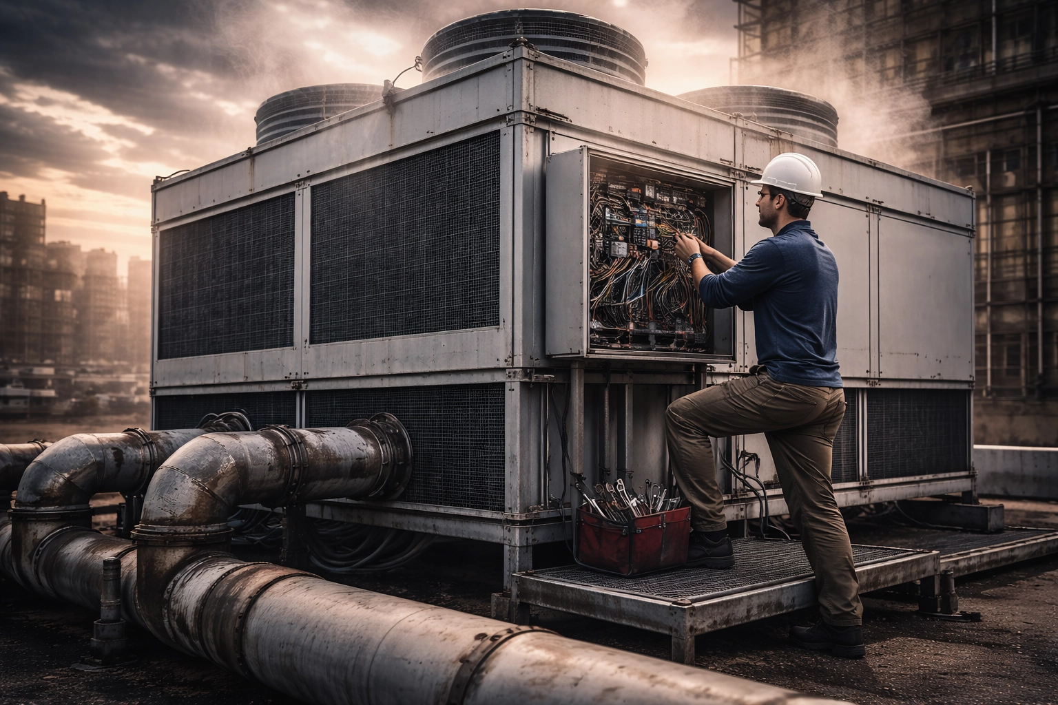 process cooling mechanical contractors, industrial process chiller contractors, chilled water process cooling contractors 